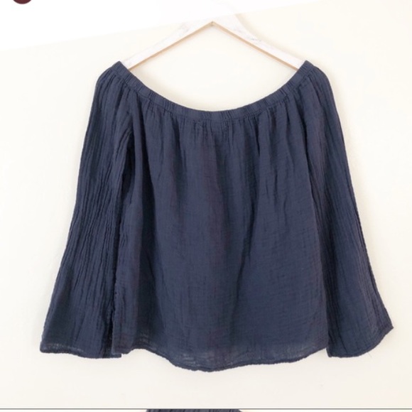 Anthropologie Tops - Cloth & Stone Off the Shoulder Blue Cotton Top Small Anthropologie